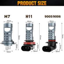TOAUTO 2个H7 H11 9005/9006 LED投影汽车大灯灯泡，带透镜和CANBUS总线，高功率80W，250000流明，3570 CSP芯片，涡轮LED H7二极管灯泡，1:1即插即用 - A - 查看 9