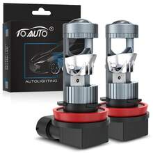TOAUTO 2个H7 H11 9005/9006 LED投影汽车大灯灯泡，带透镜和CANBUS总线，高功率80W，250000流明，3570 CSP芯片，涡轮LED H7二极管灯泡，1:1即插即用 - A - 查看 11