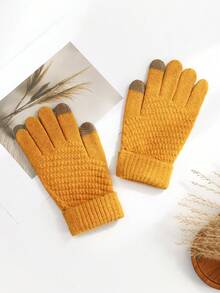 1双/2双装女士冬季触屏保暖加厚柔软舒适手套，在寒冷天气中提供温暖呵护，保持双手温暖。 - 彩色 - 查看 3