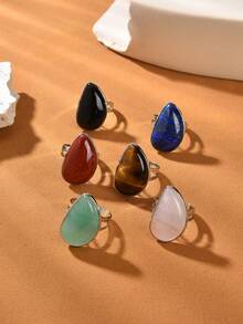 1pc Natural Crystal & Stone Open Ring, Suitable For Daily Wear By Men And Women - Multicolor - View 12