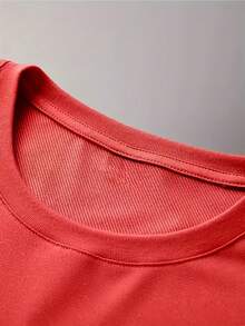 Women's Casual Crew Neck Short Sleeve T-shirt - Valentine's Day Gift, Easy to Match, Stylish Look - Rojo - Ver 3
