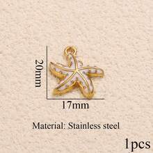 1件装不锈钢时尚心形、十字架、牛头造型包包挂饰，可用于装饰包包、项链和耳环，是DIY珠宝制作的理想配件，适合日常佩戴。 - 金黃色 - 查看 11