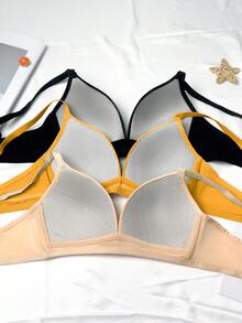 3Pcs Teen Seamless Bralette Set - Wireless & Comfortable Everyday Bras - Multicolor - View 2