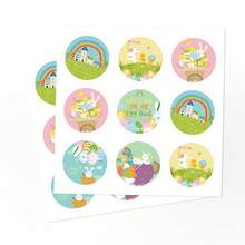 24pcs Easter Gift Bags - Kraft Paper Gift Bags With Rabbit, Eggs, Chick Patterns, Includes 18pcs Easter Element Stickers - Multicolor - View 6