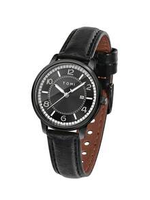 1件 TOMI 时尚罗马数字小表盘女士石英表，真皮表带，适合日常生活、节日、送礼、返校季、万圣节、情人节等场合。 - 黑色 - 查看 6