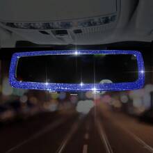 Espejo retrovisor con cristales de Bling Rhinestone, espejo retrovisor de ángulo amplio de alta definición con clip, accesorio decorativo para automóvil con cristales brillantes incrustados, solo para mujeres, accesorio de espejo retrovisor de automóvil, adorno colgante para automóvil - Espejo retrovisor brillante - Ver 18