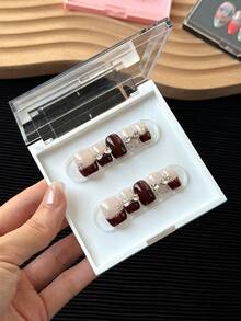 Square Handmade Nail Art Display Box, High-Clarity Plastic Flip Cover Box, Makeup & Eyelash Packaging Box, Nail Art Tool Empty Box (Excluding Nail Plates) - Multicolor - View 3