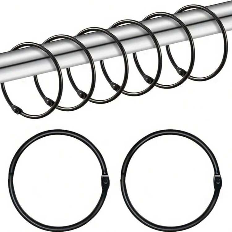 3/5/10pcs Black Shower Curtain Hooks, Made Of Thick Metal Material, Waterproof And Rust-Proof, Stainless Steel, Easy To Install, Anti-Slip. Suitable For Bathroom, Bedroom, Living Room, Windows, Etc. Home Bathroom Decor, Autumn Decor, Bathroom Accessories, Back To School Essentials. - Multicolor - View 10
