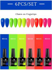 6件組/套 8ml 螢光美甲指甲油組，持久、無鉛、不含HEMA & TPO、可浸泡卸除UV凝膠美甲油，適合夏季美甲、美甲DIY美甲藝術設計，適用於美甲沙龍和居家美甲用品 - 彩色 - 查看 13