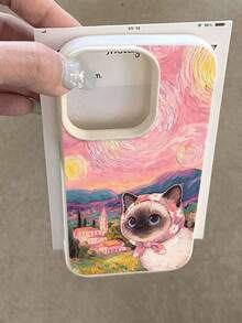 Funda para teléfono con bufanda floral de gato siamés compatible con  17,  16 Pro Max,  15 Pro Max,  13 y  12 Fabricada en material de TPU que proporciona protección contra golpes y caídas Un gran regalo para familiares, amigos, seres queridos, novios/novias y para aniversarios - Blanco - Ver 5