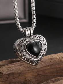 1pc Gothic Style Skull Heart Pendant Necklace, Retro Hip-Hop Unisex Choker, Unique Gift For Music Festivals And Daily Wear - Heart Skeleton Necklace - View 11