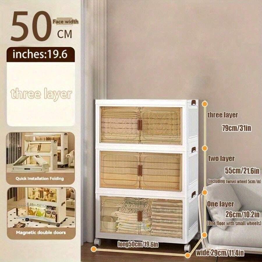 Aufbewahrungskisten mit Deckel - 50 cm/3 Ebenen (mit Universalrollen) - Übersicht 1