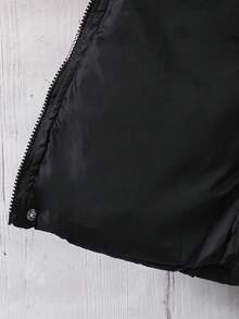 Boys' Casual Thickened Long Sleeve Hooded Padded Coat, Fashionable School Style For Autumn/Winter - Black - View 7