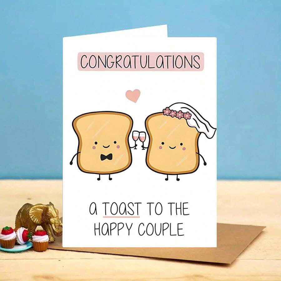 一套 - 趣味祝贺卡及信封，适用于婚礼、祝贺、祝酒、新婚夫妇祝福礼品卡 - 套裝 - 查看 1