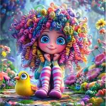 Full Round Diamond Mosaic Girl Portrait Cartoon DIY New Painting Chicken Embroidery Handicraft - Multicolor - View 7
