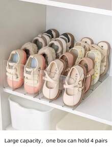 1pc Baby Shoe Rack, Large Capacity Cabinet-Style Shoe Rack, Children's Shoe Rack, Transparent Shoe Rack, Space-Saving Partition Desktop Transparent Multi-Function Rack, Suitable For Nursery, Newborn Room, Girls' Room Decor, Bedroom, Living Room, Entrance, Storage Room, Foyer Or Bathroom - Multicolor - View 3