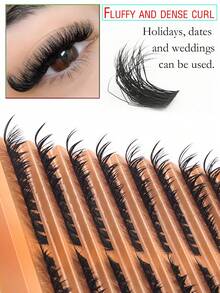 180/160片D型卷翘DIY假睫毛簇，100片D型假睫毛簇，0.07mm DD卷翘度，8-16mm混合自然款假睫毛，超浓密纤长款假睫毛簇，卷翘单根假睫毛，纤细纤长款假睫毛，纤长卡通款假睫毛，适合新手在家使用。200片超浓密假睫毛，200片大容量装。 - 黑色 - 查看 3