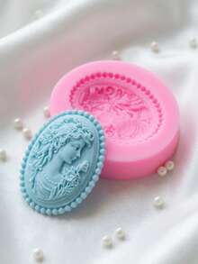 1 pieza/2 piezas Molde de fondant con marco retro, molde de silicona con cabeza de diosa de cabello largo y rosa, para manualidades de chocolate, decoración de pasteles y pudines, proyectos de joyería y arcilla polimérica - Rosa - Ver 5