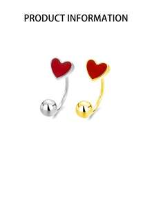 1件S925纯银红色珐琅心形鼻环/鼻钉，适合女性日常佩戴，送给闺蜜/母亲节的礼物 - 單隻 - 查看 6