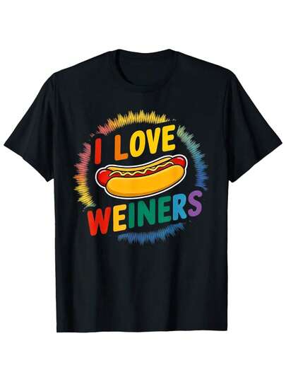 I Love Weiner's LGBT Pride Rainbow Hot Dog Lovers Gay Lesbian T Shirt
