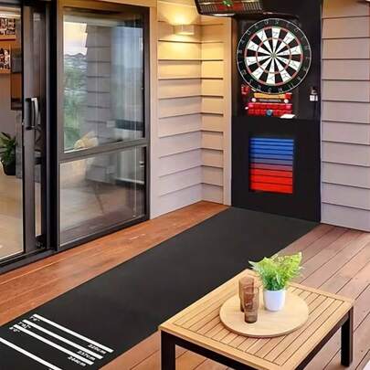 1pc Dart Board Mat | 4 Throwing Distances, 200x30cm, Suitable For Home, Club Entertainment | Black, EVA Material, Universal Size