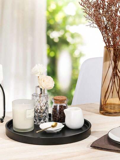 1 pieza Bandeja redonda, bandeja colectora de sobremesa para sala de estar, entrada, tocador, joyería, decoración, baño, dormitorio, oficina, cocina, decoración de hotel