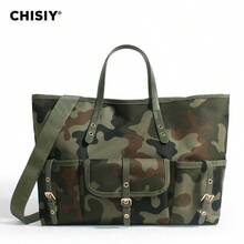 Original New Product Camouflage Green Tote Bag With Color Contrast Splicing Large Capacity Tote Bag Sports Bag Multi Pocket Tote Bag Travel Bag Shoulder Bag, Valentine's Day Halloween Christmas Gift Suitable For Work, Vacation, Travel, Shopping, Daily Party Activities Music Festival Autumn/Winter Edition - 迷彩綠 - 查看 10