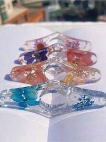 1pc Resin Epoxy Pressed Flower Bookmark Creative Reading Accessory Thumb Book Support Stand Holder Back To School Supplies - Multicolor - View 1