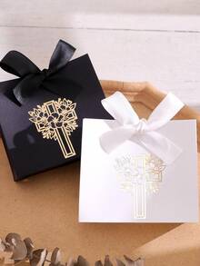 10 hộp trang trí hình thánh giá, với họa tiết thánh giá vàng và hoa văn, được buộc bằng ruy băng và gói theo chủ đề tôn giáo, thích hợp cho Lễ Phục Sinh, Đám cưới, Ngày của Mẹ, Lễ Rước Lễ lần đầu, Lễ Rửa Tội và làm quà tặng đám cưới. - nhiều màu - Xem 9