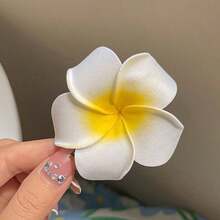 2Pcs/Hairpin Plumeria Headdress Holiday Style Seaside Bangs Female Flower Hairpin Side Hairpin Clip Egg Ear Clip - 黃色 - 查看 6