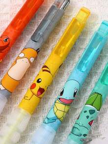 5支装宝可梦皮卡丘可爱中性笔，0.5mm黑色墨水，学校办公用品文具派对礼品 - 套裝 - 查看 5