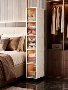 20厘米/7.8英寸超薄滑出式储物柜，3-5层翻盖式储物整理架，加厚塑料滚动储物推车，客厅玩具零食多层柜，衣物储物柜，家用防尘架，家用储物架，储物盒，塑料容器，油瓶，厨房储物配件，杯架，1个油瓶，勺架，厨房储物架 - 彩色 - 查看 4