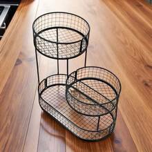 Senmeo 1-Pc Multi-Tier Luxury Metal Fruit Basket - Elegant Design, Living Room/Coffee Table Use, Fruit/Snack Holder, Sturdy - Black - View 7