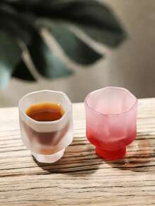 1个迷你扭纹玻璃杯，不对称高品质创意设计茶杯，磨砂表面酒杯，家用茶杯，功夫茶具，派对果汁杯 - 彩色 - 查看 8