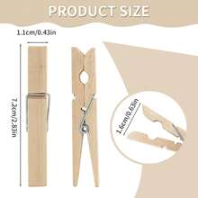 30 Piece Wooden Clothespins Set 2 9 Inch Laundry Clips For Clothesline Rust Resistant Drying Clips For Home Decor - Wooden - View 2