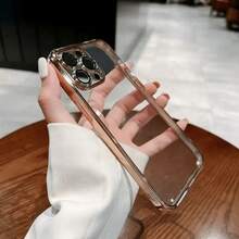 1pc Luxury Transparent Protective Case With Electroplated Glossy Surface, Built-In Glass Camera Lens, Full Coverage Phone Case Compatible With IPhone 16/16 Pro/16 Plus/16 Pro Max, 11/11 Pro Max, 12/12 Pro/12 Pro Max, 13/13 Pro/13 Pro Max, 14/14 Pro/14 Pro Max, 15/15 Pro/15 Pro Max, 17/17 Pro/17 Pro Max/17 Air - 款式4(1pc) - 查看 3