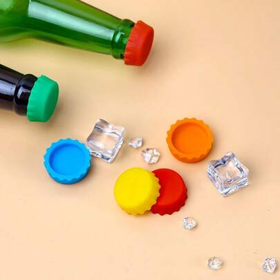6pcs Silicone Bottle Caps, Reusable Soda, Beverage And Condiment Bottle Sealing Lids, Multi-Color Food Preservation Covers