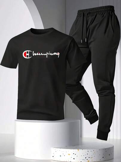 Hombre002y006 Conjunto Casual de Camiseta y Pantalón para Hombre: Estilo Urbano Versátil, Cómodo Diario Tela suave y transpirable, sin calor excesivo. Ideal para salidas, reuniones y actividades al aire libre. Diseño minimalista, corte ajustado para todo tipo de cuerpo.