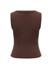 Women's Summer Casual Fashionable Y2K V-Neck Knit Camisole - Brown - View 4