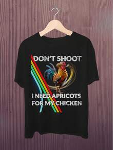 Camiseta Vintage Edición Limitada Arc R-R Raider| No Dispare, Necesito Albaricoques para Mi Estofado de Pollo| Gráfico de cacahuete tostado divertido, cuello redondo casual, ajuste regular, ropa para todas las estaciones - Negro - Ver 7