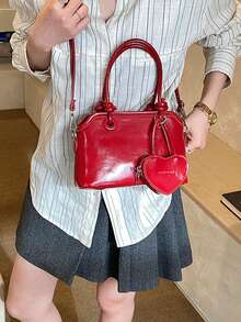 Fashionable High-Capacity Elegant Korean Style Casual Minimalist Lightweight Versatile Adjustable Women Shoulder Tote Bag - Burgundy - View 2