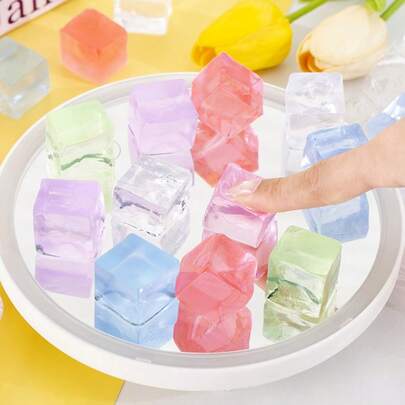 Large Transparent Jelly Ice Cube Squeeze Toy, Realistic Slow Rebound Stress Relief Fidget Toy - Birthday Gift, Holiday Gift