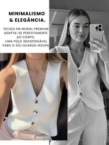 Elegant Women's Modal Vest With Buttons - Blue Jeans - View 2