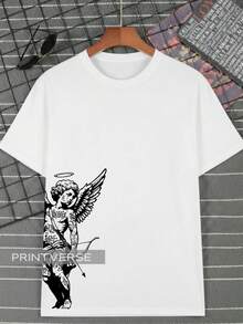 Camiseta Anjo Querubim Street Gótica Moderna Cupido Dark Streetwear Camisa Unissex Plus Size Algodão - Branco - Visão 1