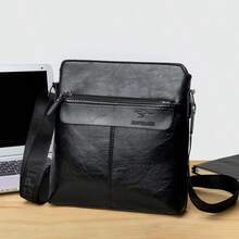 Men's Business Casual Backpack, One Shoulder Messenger Bag, PU Leather Briefcase Backpack, Large Capacity Multi-Compartment - Black - View 10