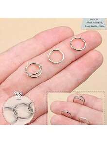 3 chiếc khuyên mũi đôi bằng thép không gỉ 316L - 16G/18G/20G, có khớp nối, đính đá Zirconia, dùng cho vách ngăn mũi, môi, sụn tai, vành tai, vành tai ngoài - 7mm/8mm/10mm - Thép - Xem 11