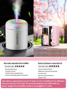 1 180ml Humidifier, Portable Air Humidifier With Cold Mist And LED Lights, USB Powered Small Humidifier, Available In Black And White Colors, Long-Lasting Fresh Air Freshener, Silent Operation, Bedroom Humidifier, Simple Design, Natural Beauty, Quiet Operation, Suitable For Home, Office, Bedroom, Car, Bar, Women's Gifts. - Nhiều màu - Xem 17