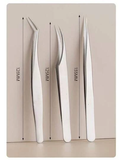 Eyelash Tweezers! Professional Eyelash Extension Stainless Steel Feather Clip Tweezers For Beginners, Eyelash Extension Tweezers, Eyelash Curler, Makeup Tools