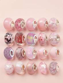 1顆粉色與奶油色樹脂珠,有氣泡及切割表面設計,適用於diy手鏈、項鍊或吊墜,創意diy配飾 - 串珠 - 查看 9