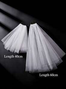 1pc Short Double-Layer Bridal Veil, Simple Chiffon Suitable For Wedding Registration, Daily Photo Shoot, Wedding Headpiece - Cool White - View 13